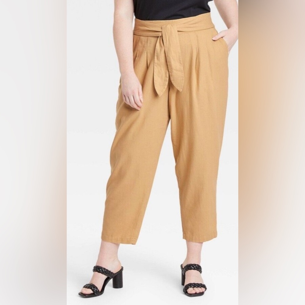 Who What Wear Linen Blend Tapered Leg Trousers